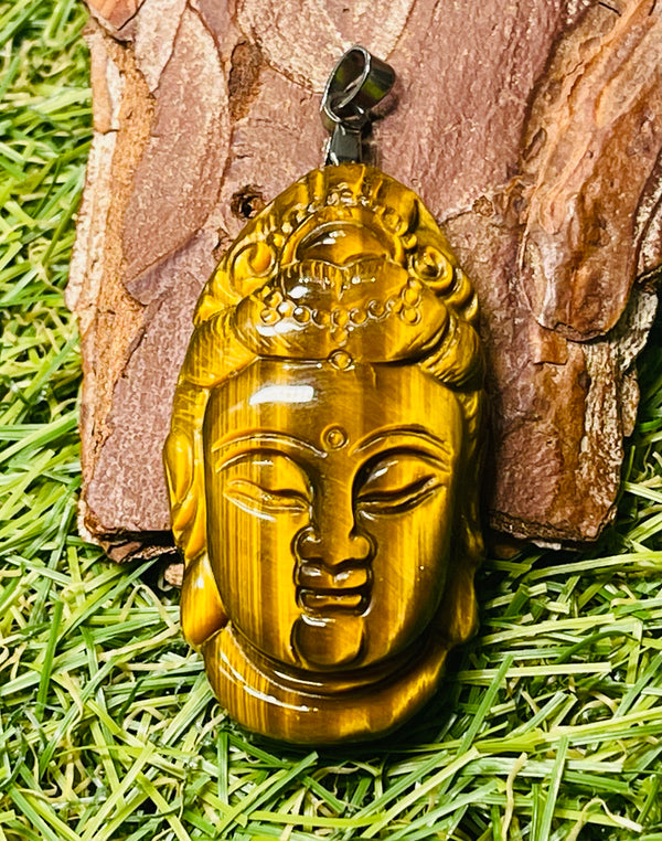 Pendentif en Oeil de tigre en forme de bouddha