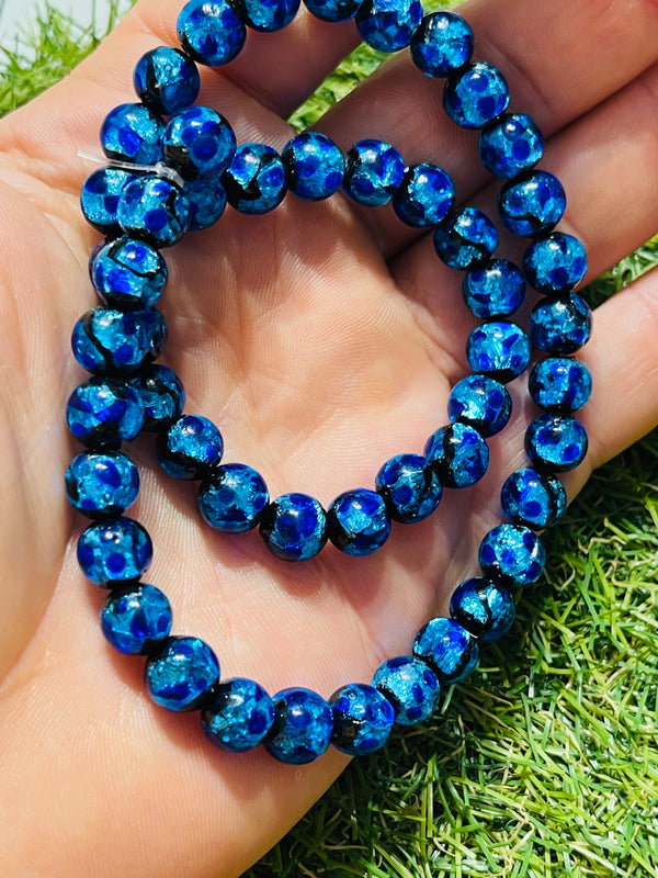 Perles en verre Hotaru d’Okinawa bleues 8 mm pour bracelet