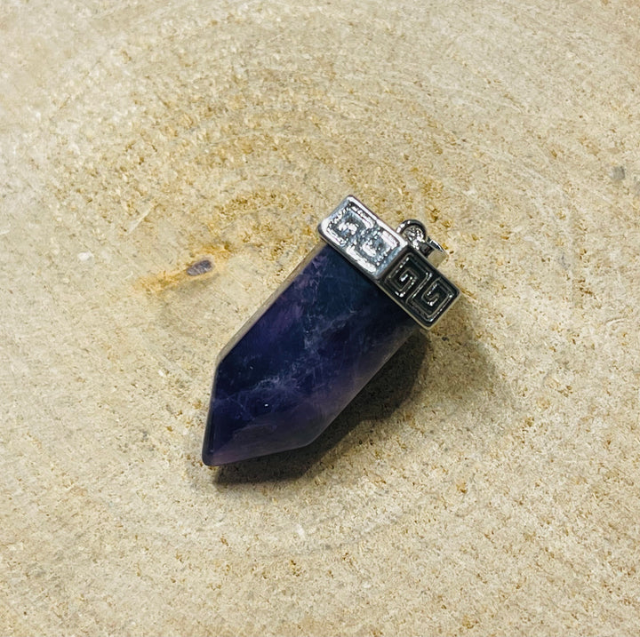 Pendentif / Pendule Prisme en amethyste - les bijoux de Thea