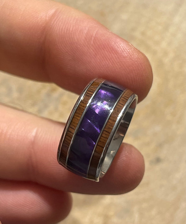 Bague violette en acier inoxydable , Taille 55 - les bijoux de Thea 