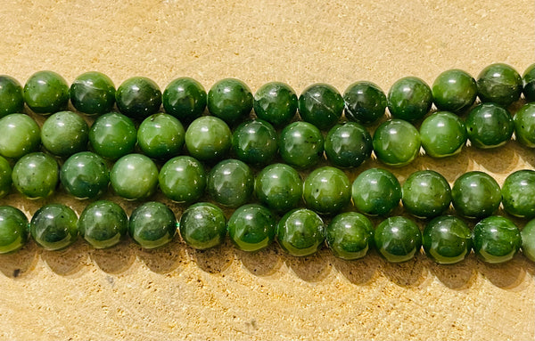 Perles naturelles en Jade Néphrite du Canada en 8-9 mm - les bijoux de Thea 