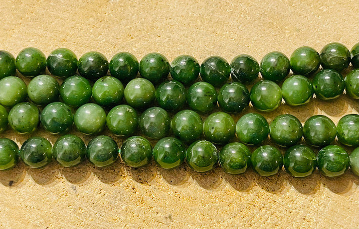 Perles naturelles en Jade Néphrite du Canada en 8-9 mm - les bijoux de Thea 