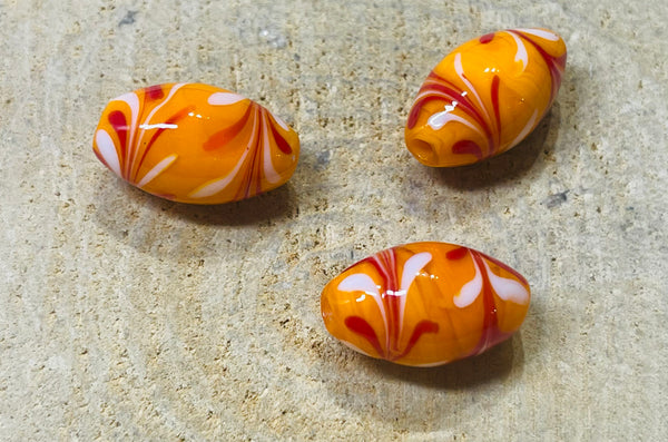 Lot de 2 intercalaires Perle en verre de Murano orange émaillée pour bracelet - les bijoux de Thea 