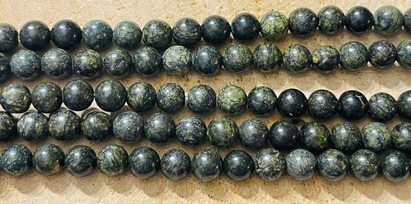 Perles naturelles en Serpentine de Russie en 6 mm - Les bijoux de Théa