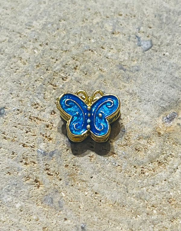 Lot de 2 intercalaires Papillon doré en émaux bleu pour bracelet - les bijoux de Thea