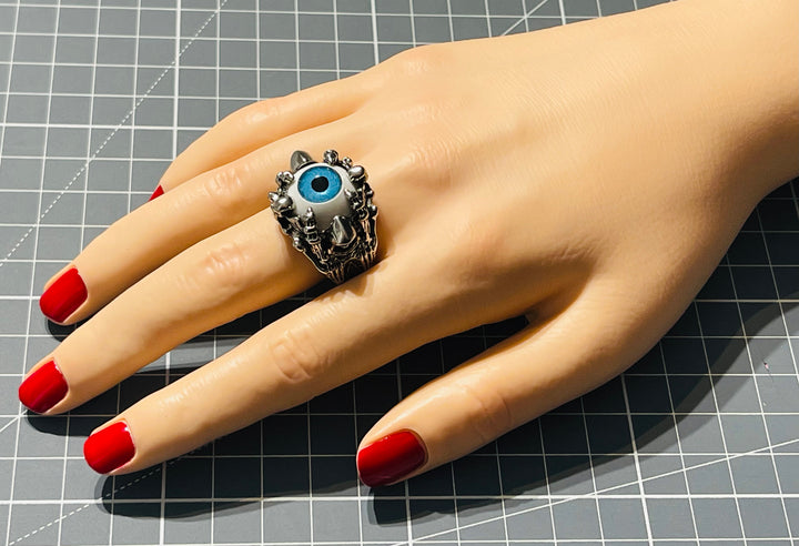 Bague mauvais œil bleu, taille réglable - les bijoux de Thea