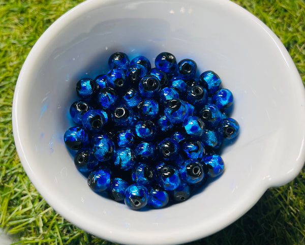 Perles en verre Hotaru d’Okinawa bleues 8 mm pour bracelet - Les bijoux de Théa - les bijoux de Thea 