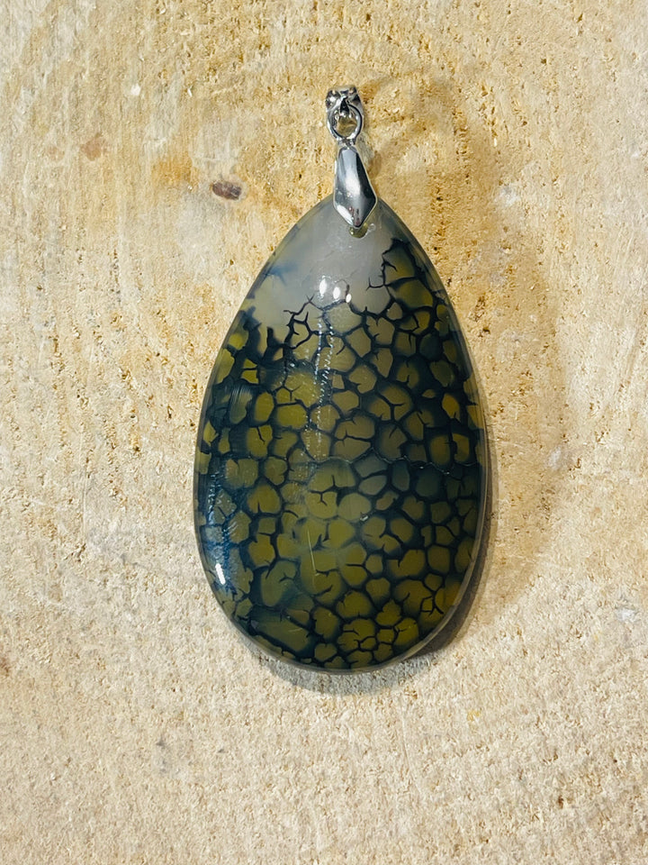 Pendentifs en Agate Veine de dragon jaune/vert au choix - les bijoux de Thea 