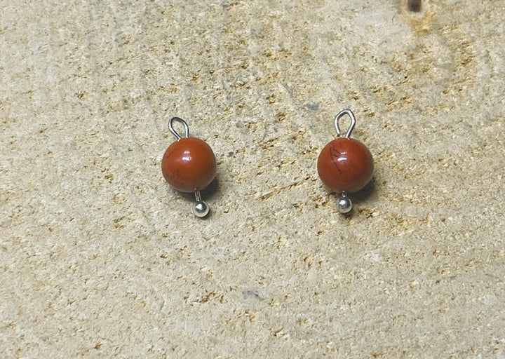 Lot de 5 Breloques en Perles naturelles en Jaspe Rouge en 6 mm - les bijoux de thea 