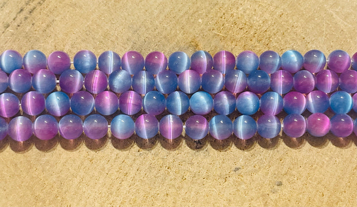 Perles naturelles en Sélénite bleu violet du Canada en 8 mm - les bijoux de Thea 