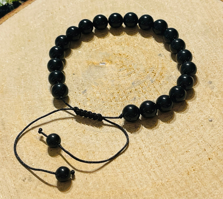 Lot de 5 Bracelets réglables en perles naturelles en Onyx (20) - les bijoux de Thea 