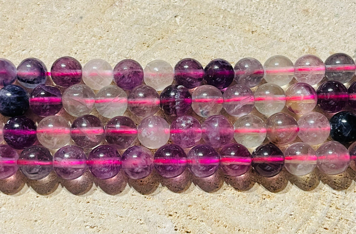 Perles en pierre naturelle en Fluorite violette en 8 mm - les bijoux de Thea 