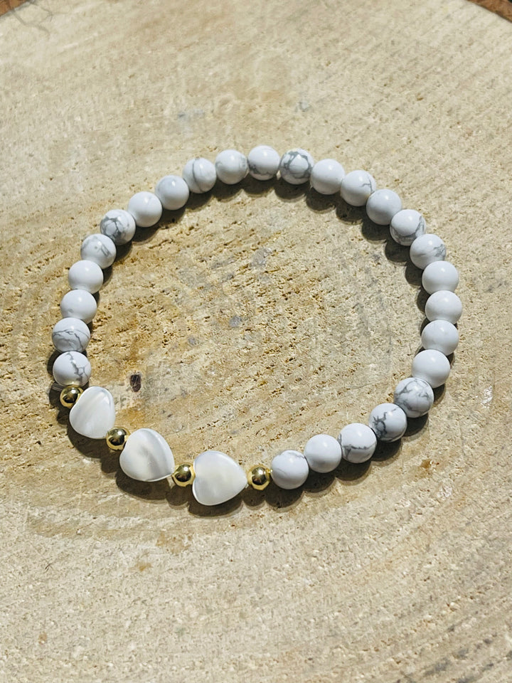 Lot de 5 Bracelets en pierre naturelle Howlite et Nacre (90) - les bijoux de Thea 