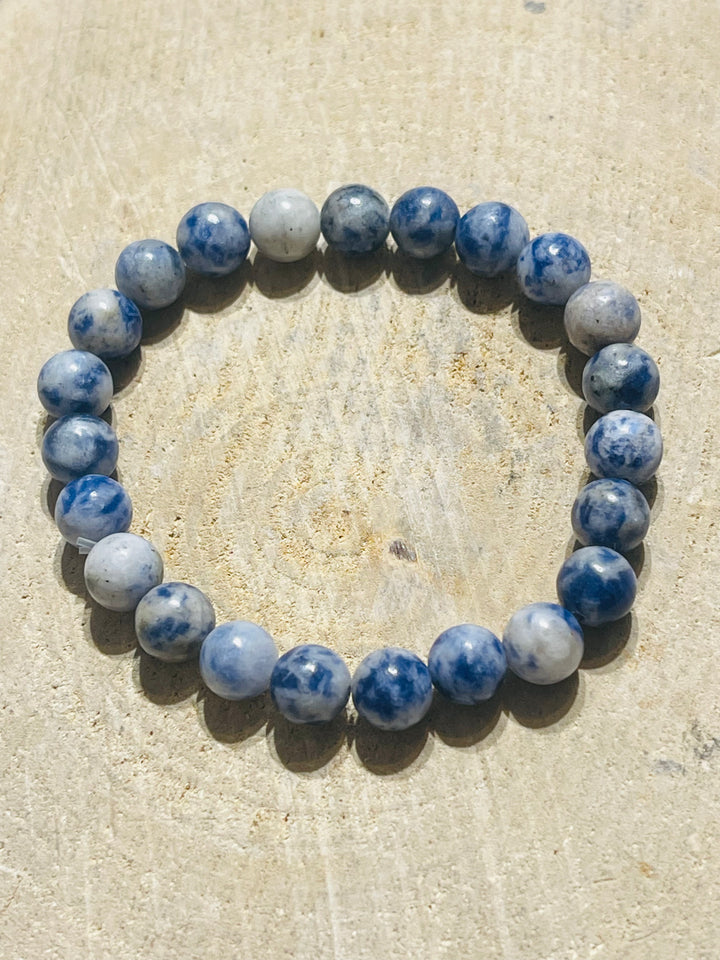 Lot de 5 Bracelets de perles en pierre naturelle Sodalite blanche en 8 mm (106) - les bijoux de Thea 