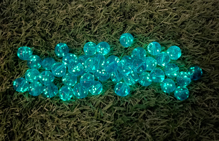 Perles Lumineuses en verre bleues nuit et paillettes dorées en 12 mm pour bracelet - Les bijoux de Théa