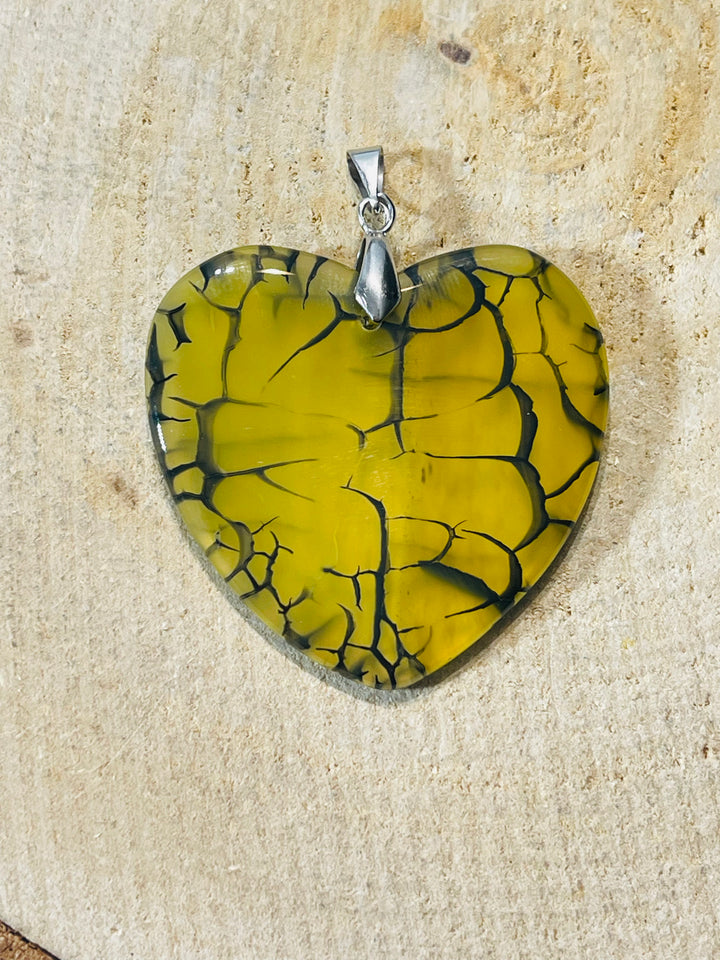 Pendentifs en Agate Veine de dragon jaune/vert au choix - les bijoux de Thea 