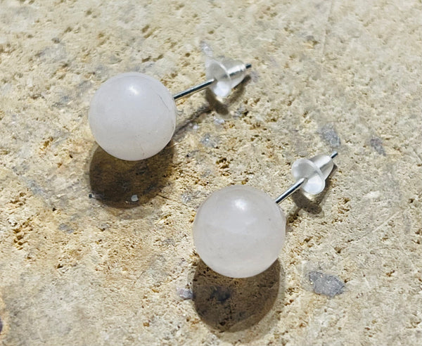Paire de boucles d’oreilles en Argent 925 sertie de Quartz rose 8 mm - les bijoux de Thea