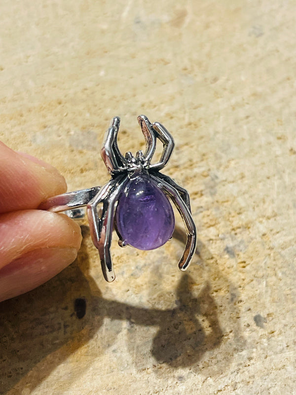 Bague Araignée en Amethyste , Taille 53-59 (réglable)- les bijoux de Thea 