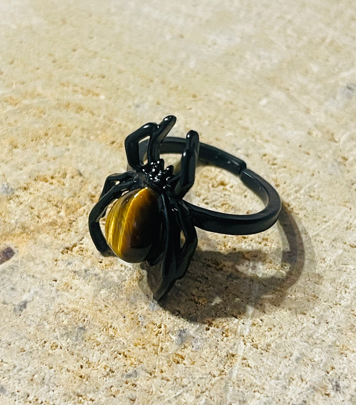 Bague Araignée en Oeil de tigre, Taille 53-59 (réglable - les bijoux de Thea 
