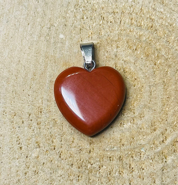 Pendentif en Jaspe rouge en forme de cœur