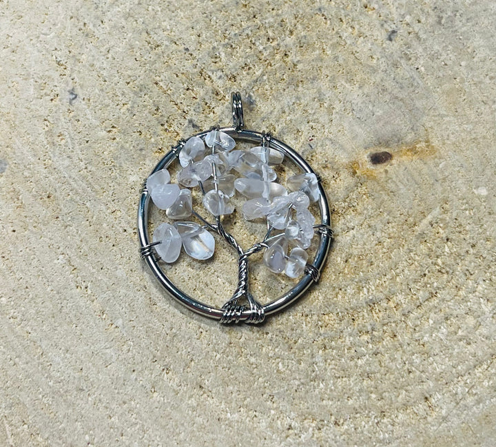 Pendentif en arbre de vie en Cristal de roche - les bijoux de Thea 