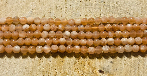 Perles en pierre naturelle en Pierre de Lune pêche en 4 mm - les bijoux de Thea 
