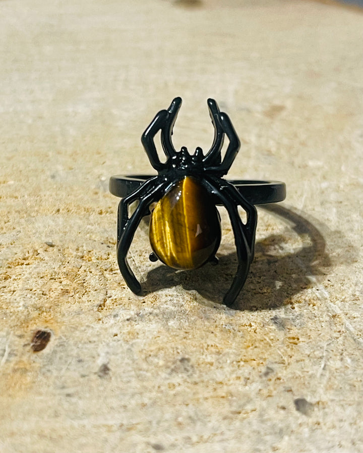 Bague Araignée en Oeil de tigre, Taille 53-59 (réglable - les bijoux de Thea