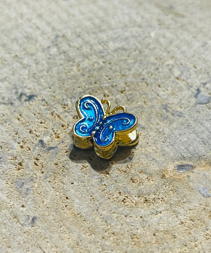 Lot de 2 intercalaires Papillon doré en émaux bleu pour bracelet - les bijoux de Thea 