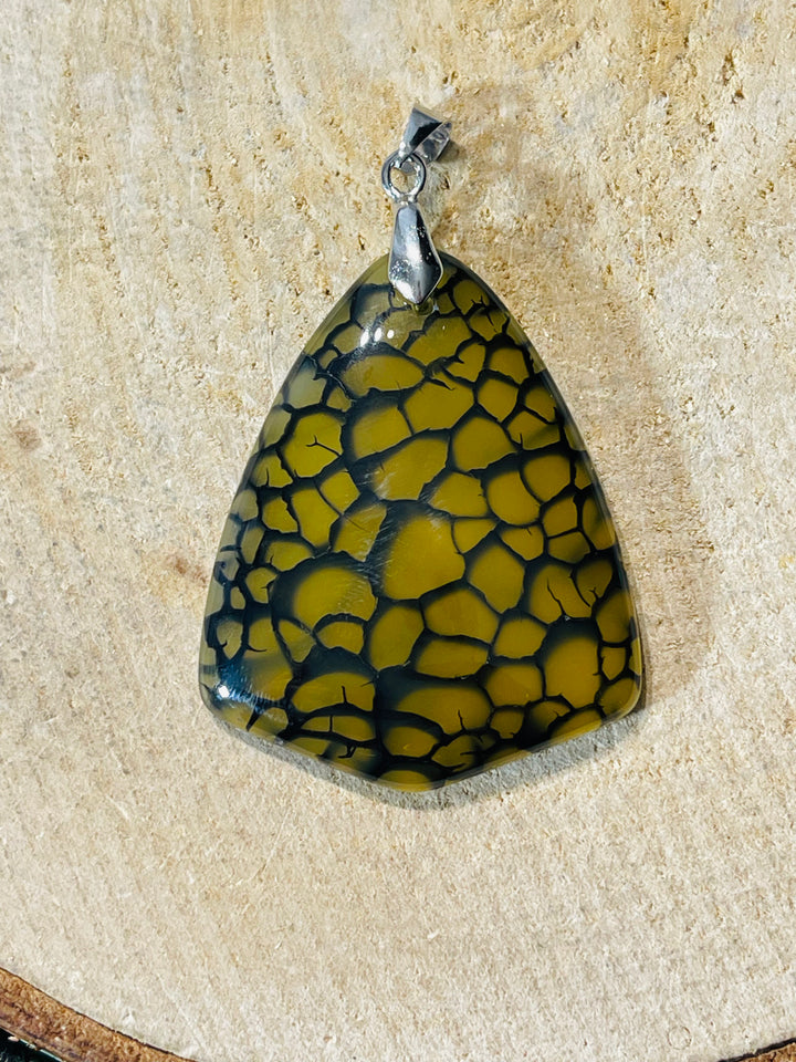 Pendentifs en Agate Veine de dragon jaune/vert au choix - les bijoux de Thea 