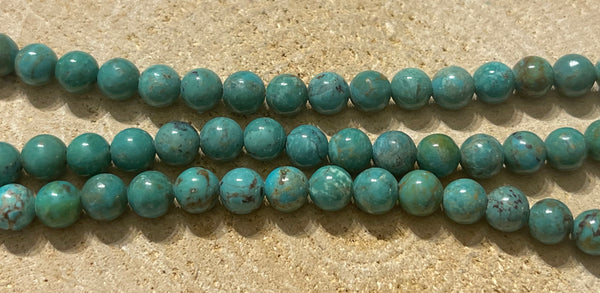 Perles naturelles en Turquoise du Nevada en 6 mm (lot de 20 perles)