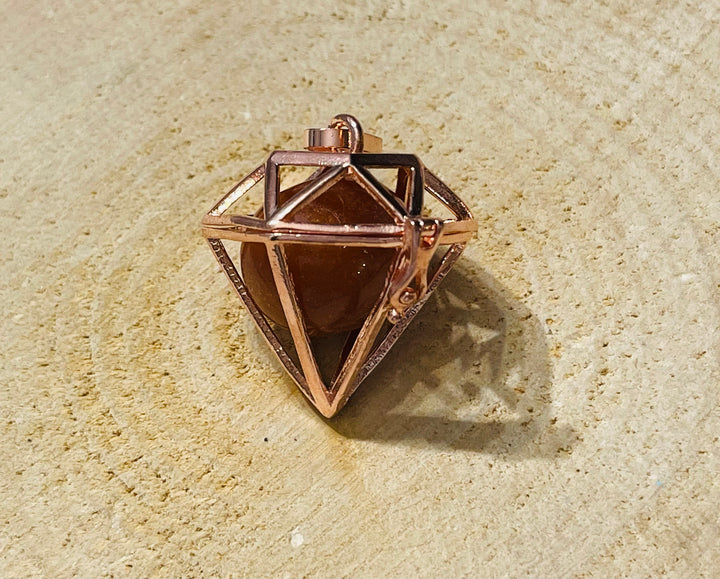 Pendentif Diamant Cage rosé pour pierre naturelle - Les bijoux de Théa