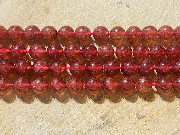 Perles en pierre naturelle en Quartz Fraise en 8 mm - les bijoux de Thea 