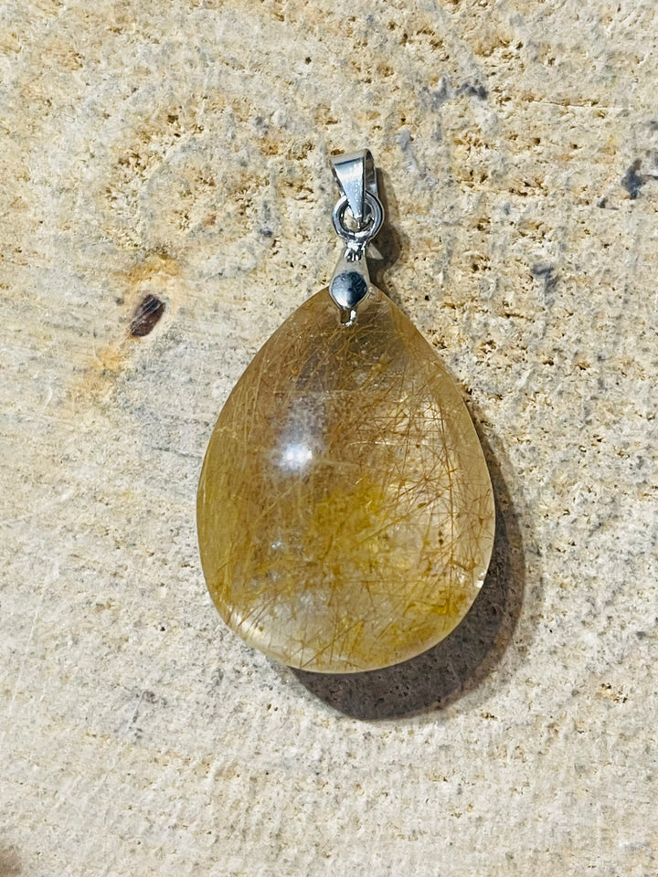 Pendentif en Quartz rutile doré au choix (2) - les bijoux de Thea