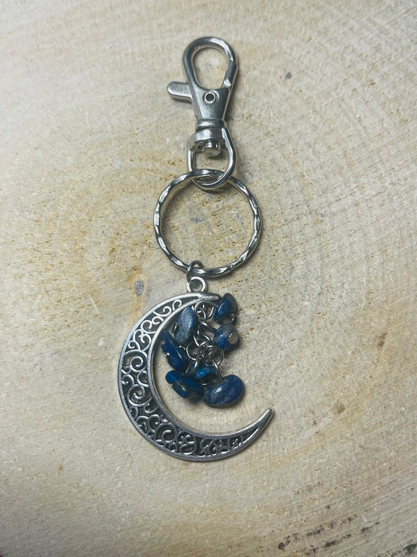 Porte-clés en Lapis-lazuli et Lune - les bijoux de Thea 