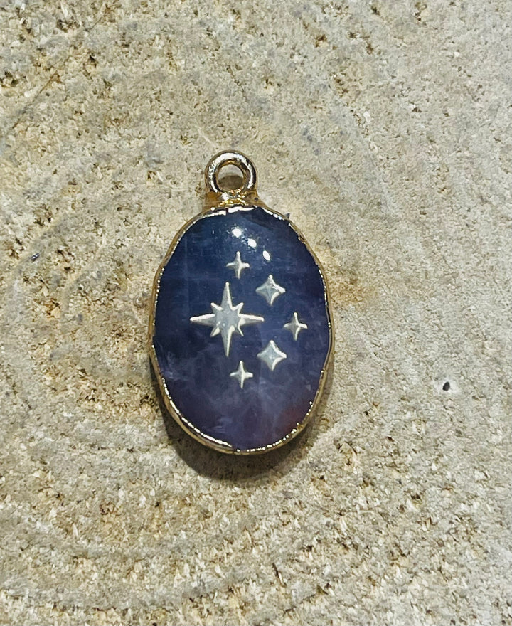 Breloque / Pendentif Amethyste étoiles doré - Les bijoux de Théa