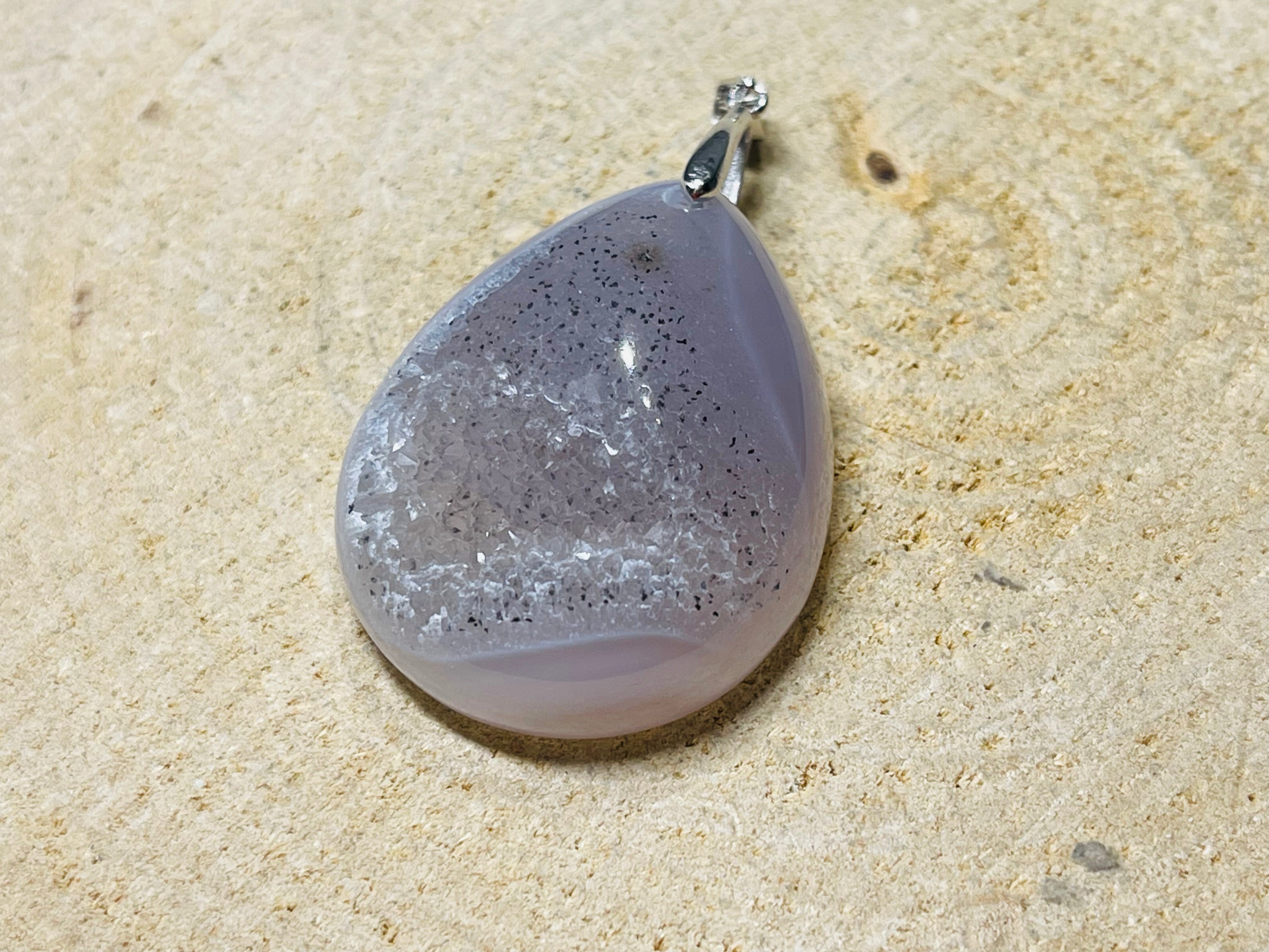 Collier Pendentif Druzy BUTW En Argent électroformé Avec Tranche D'agate Occo - Réf. 9629K, Neuf Avec étiquettes