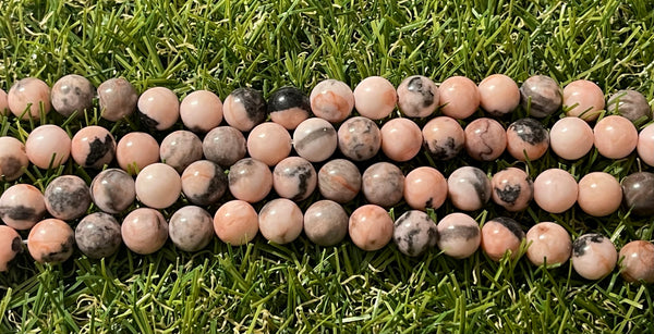Perles naturelles en Jaspe Zèbre rose en 8 mm