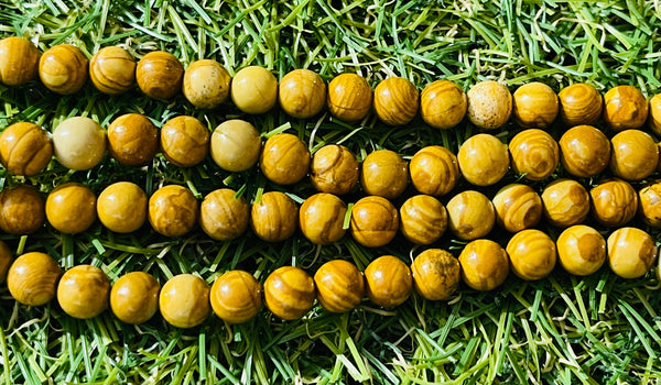 Perles naturelles en Jaspe Camel en 6 mm - Les bijoux de Théa