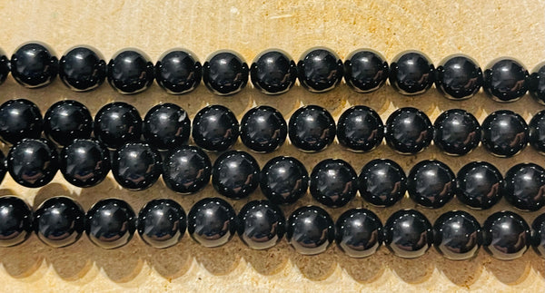 Perles naturelles en Obsidienne noire en 8 mm - les bijoux de thea 