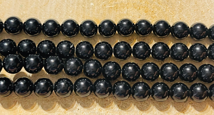 Perles naturelles en Obsidienne noire en 8 mm - les bijoux de thea 