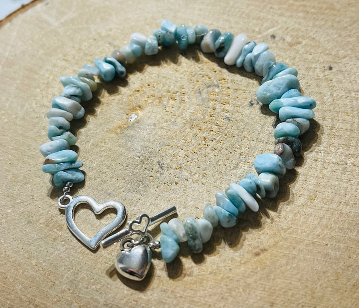 Lot de 3 Bracelets en perles en pierre naturelle en Larimar (84) - les bijoux de Thea 