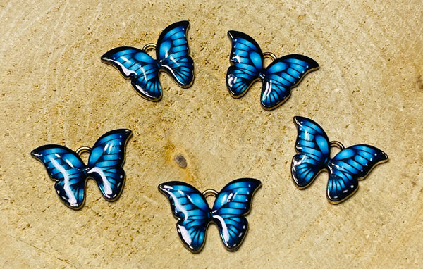 Lot de 5 breloques Papillon en émaux pour bracelet (3)