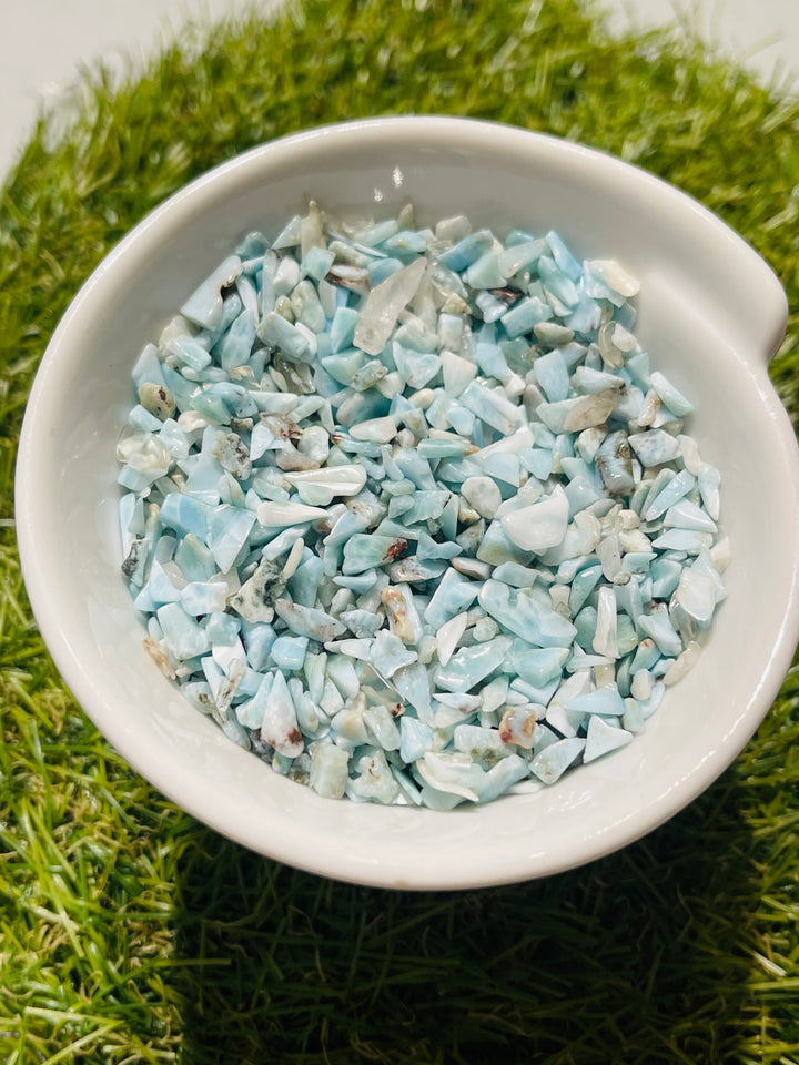 Chips / pépites Naturelles en Larimar non percées en 2-5 mm (50 grs) - les bijoux de Thea 