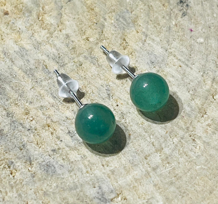 Paire de boucles d’oreilles en Argent 925 sertie d’Aventurine verte 6 mm - les bijoux de Thea