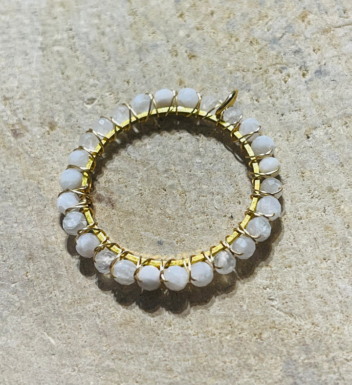 Pendentif de perles en pierre naturelle Péristérite (pierre de lune) - les bijoux de Thea 