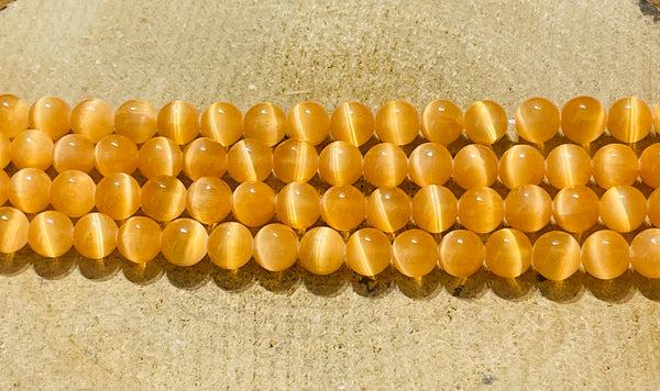 Perles naturelles en Sélénite orange du Canada en 8 mm - les bijoux de Thea 