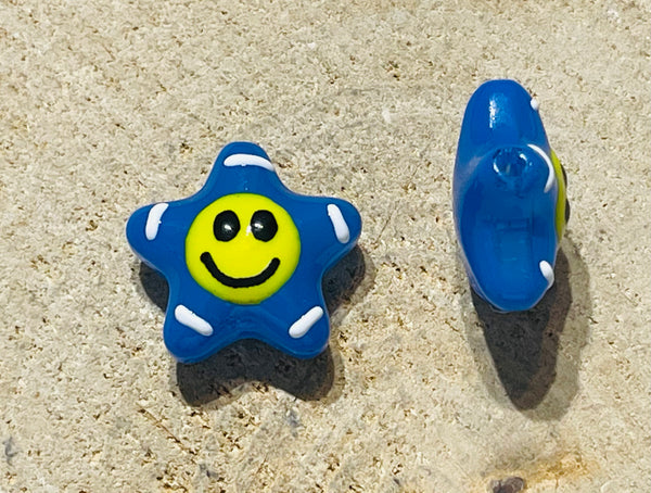 Lot de 2 intercalaires Perle en verre smiley etoile pour bracelet - les bijoux de thea 