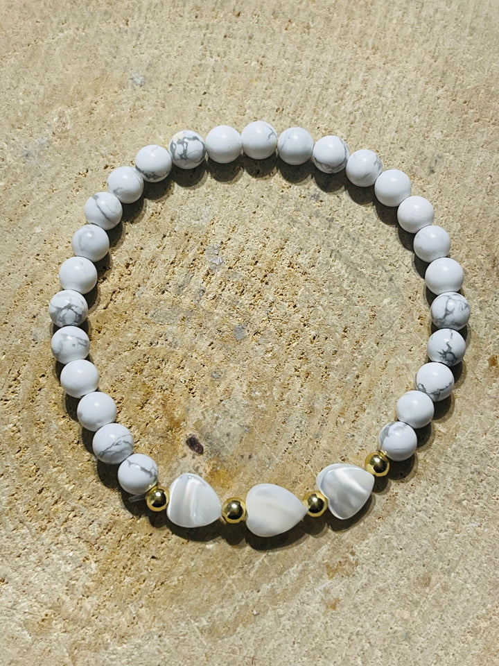 Lot de 5 Bracelets en pierre naturelle Howlite et Nacre (90) - les bijoux de Thea 
