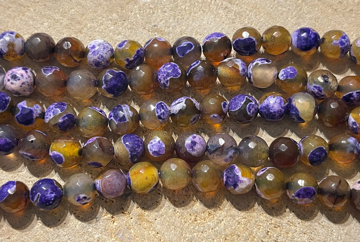 Perles en pierre naturelle en Agate violette facettée en 8 mm - les bijoux de Thea 