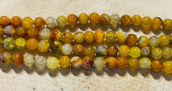 Perles naturelles en Agate veine de dragon multicolore en 8 mm - les bijoux de Thea 